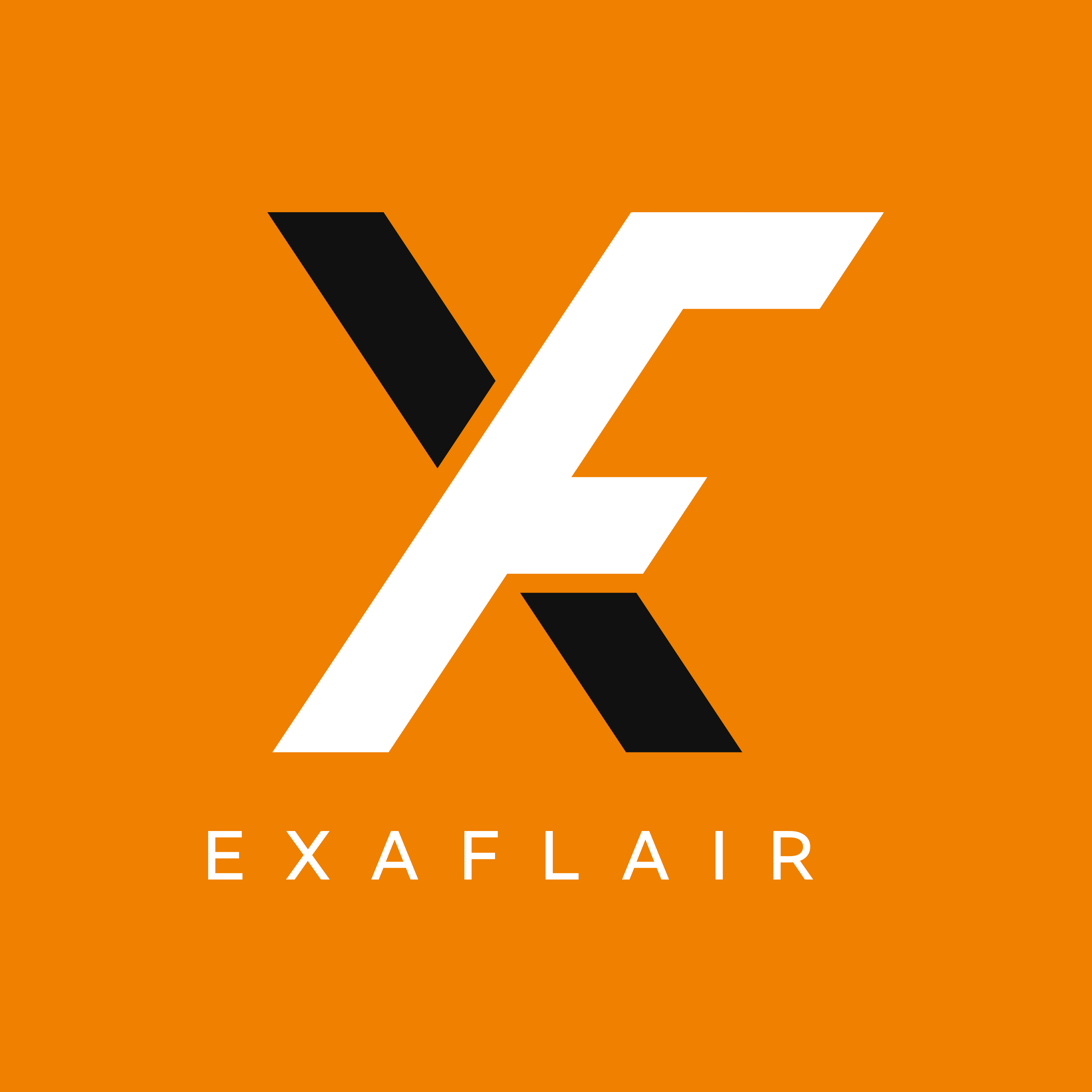Exaflair stacked logo on tangerine
